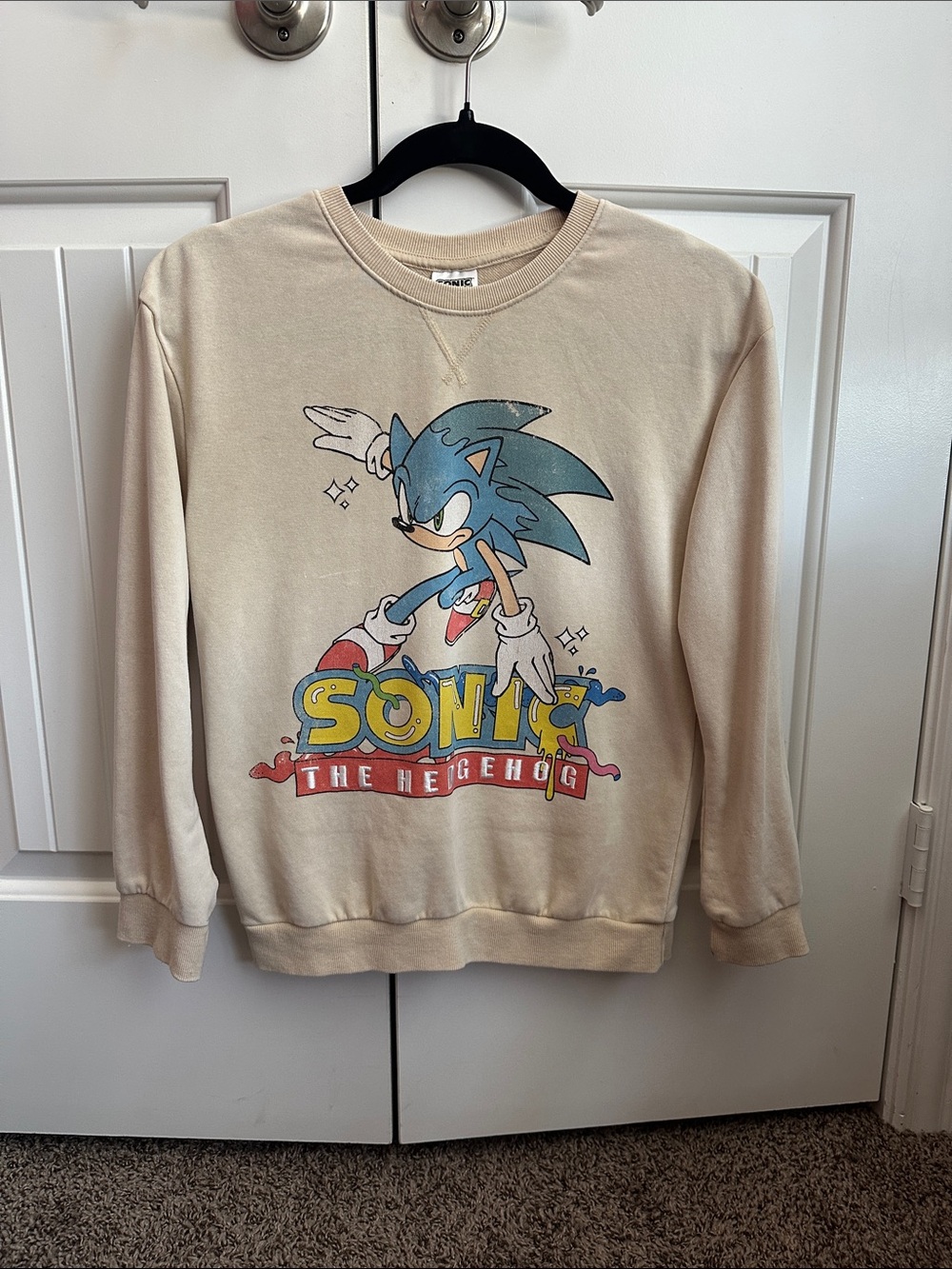 Cream Sonic the Hedgehog Graphic Sweatshirt for Kids